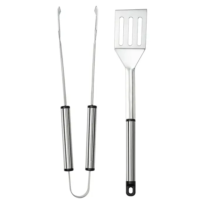 Grillstar Utensilios para barbacoa - 2 pzs., Acero inoxidable - Juego de utensilios de barbacoa de acero inoxidable con pinzas y espátula, ideal para los amantes de la parrilla.