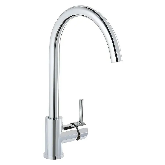 SCHÖNER WOHNEN-Kollektion Waschtischarmatur Cantis Wassersparend Chrom - Chrom, Glänzend - Elegante Küchenarmatur mit hohem, gebogenem Auslauf und glänzender Chromoberfläche. Ideal für moderne Küchen.