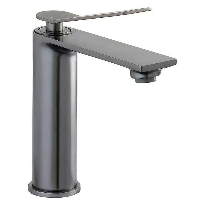 SCHÖNER WOHNEN-Kollektion Waschtischarmatur Viola Auslaufhöhe 13,5 cm Industrial - Industrial, Seidenmatt - Elegante graue Armatur mit schlankem Design. Perfekt für moderne Badezimmer, bietet diese Armatur Stil und Funktionalität.