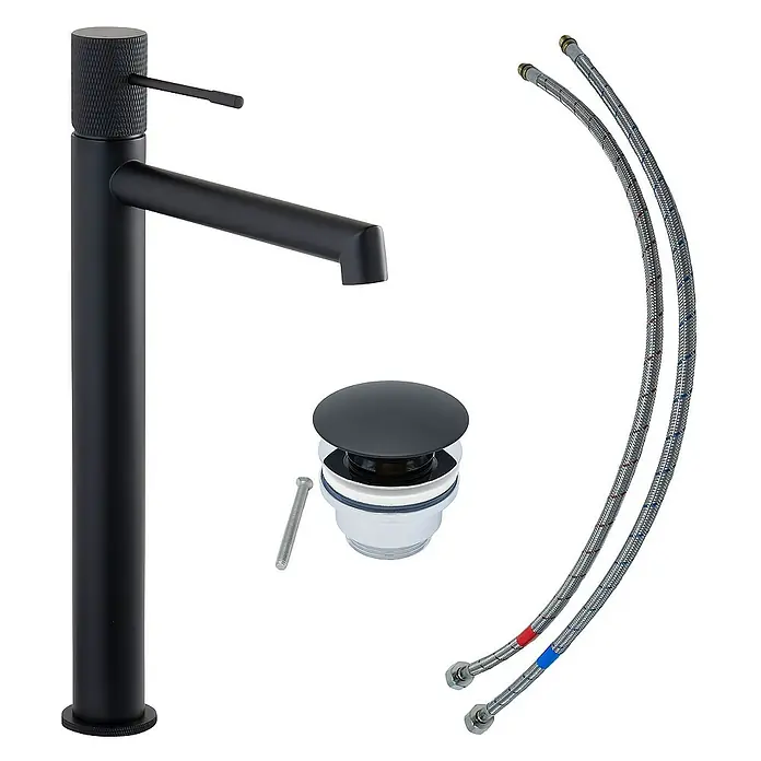 SCHÖNER WOHNEN-Kollektion Waschtischarmatur Kadia Auslaufhöhe 24,2 cm Mattschwarz - Mattschwarz, Seidenmatt - Schwarze Waschtischarmatur mit Zubehör für Badezimmer oder Gästetoilette. Ein stilvolles und funktionales Designelement.