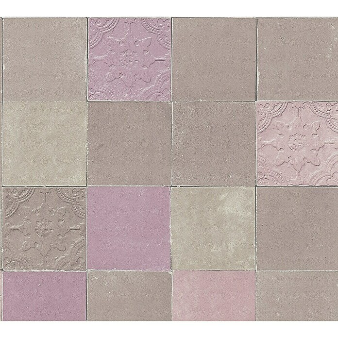 AS Creation New Walls Vliestapete (Flieder, Fliesenoptik, 10,05 x 0,53 m)
