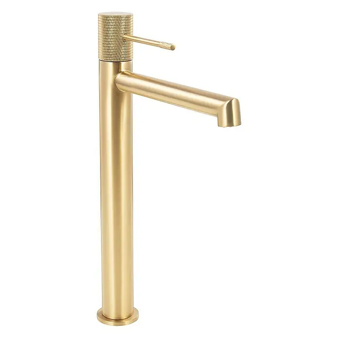 SCHÖNER WOHNEN-Kollektion Waschtischarmatur Kadia Auslaufhöhe 24,2 cm Mattgold - Mattgold, Seidenmatt - Elegante, goldfarbene Waschtischarmatur mit hohem Auslauf und gerändeltem Griff für ein stilvolles Badezimmerambiente.