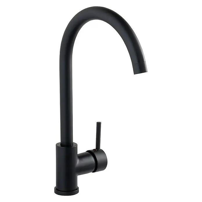 SCHÖNER WOHNEN-Kollektion Waschtischarmatur Cantis Wassersparend Mattschwarz - Mattschwarz, Seidenmatt - Schwarzer Wasserhahn mit geschwungenem Auslauf und Hebel zur Bedienung. Das moderne Design passt gut in jede Küche und jedes Bad.