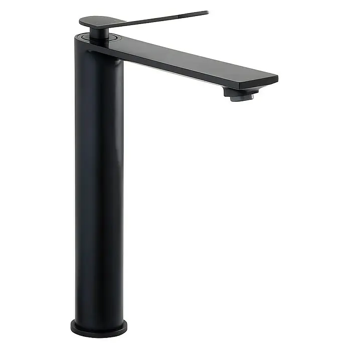 SCHÖNER WOHNEN-Kollektion Waschtischarmatur Viola Auslaufhöhe 24 cm Mattschwarz - Mattschwarz, Seidenmatt - Moderne, hohe, mattschwarze Waschtischarmatur mit geradem Auslauf und Hebel für stilvolle Badezimmer.