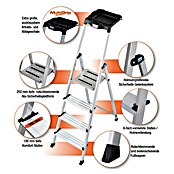 Krause Monto Stufenstehleiter Secury MultiGrip (Arbeitshöhe: 2,85 m, 4 Stufen, Tiefe Stufen: 100 mm, Aluminium)