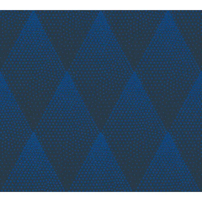 A.S. Création New Walls Vliestapete Rhombus - Blau, Grafisch, 10,05 x 0,53 m - Abstraktes Tapetenmuster mit blauen Dreiecken auf dunklem Hintergrund, das eine moderne und stilvolle Optik erzeugt.