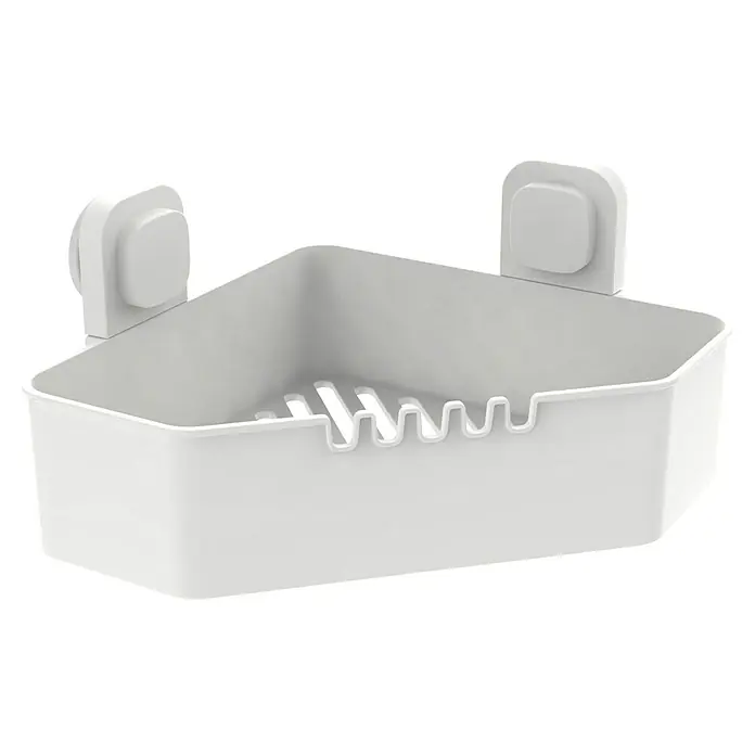Venus Eckduschkorb Orsa - 14,7 x 27,6 x 27,6 cm, Weiß - Helle Eckduschablage zur Aufbewahrung von Duschutensilien mit Saugnäpfen zur einfachen Anbringung im Badezimmer oder in der Duschkabine.