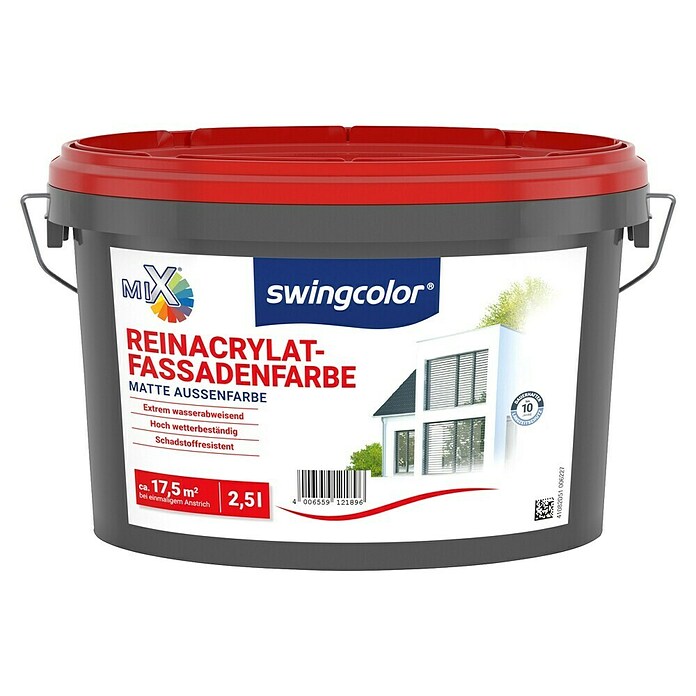 swingcolor Mix Reinacrylat-Fassadenfarbe (Basismischfarbe, 2,5 l, Matt)