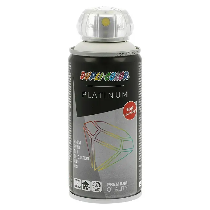 Dupli-Color Platinum Sprühlack RAL 9010 - Reinweiß, Seidenmatt, 150 ml - Dose Dupli-Color Platinum Sprühlack. Ideal für Deko und Kunst, bietet erstklassige Deckkraft und schnelle Trocknung für hochwertige Ergebnisse.