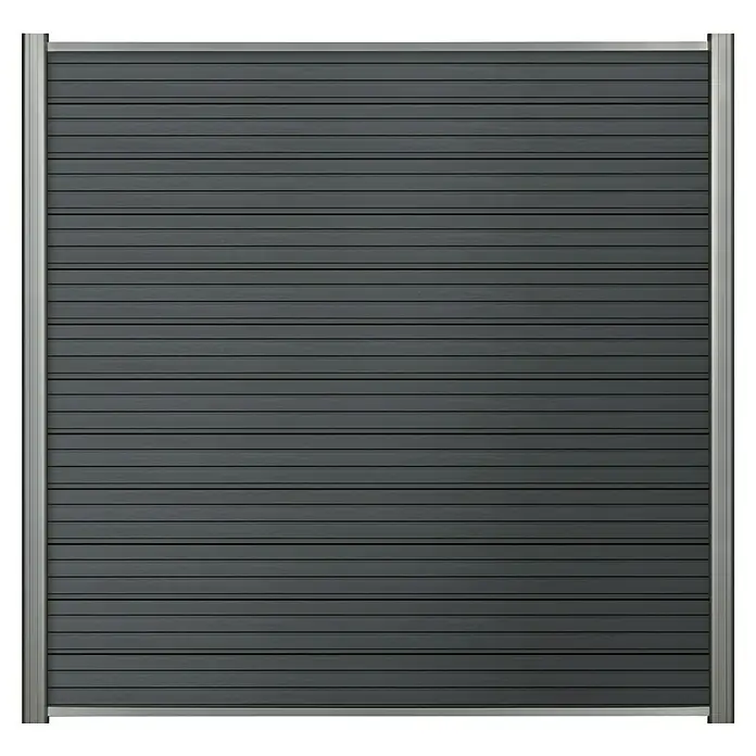 Steckzaun-Element Monza - 177,3 x 14 cm, Anthrazit, 2er Pack WPC-Bohlen für Steckzaunsystem - Graue, horizontale Zaunfelder mit silbernem Rahmen für Privatsphäre und modernes Design im Garten. Robust und wetterfest.