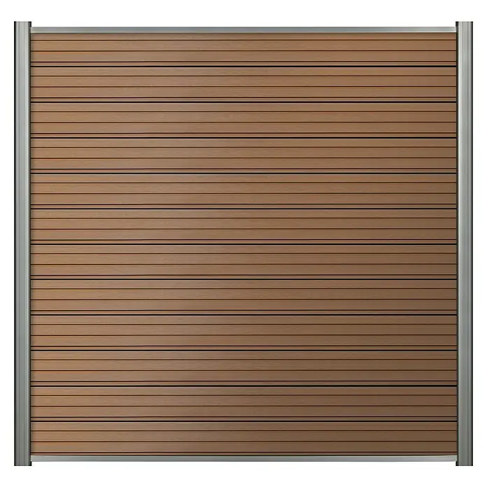 Steckzaun-Element Monza - 177,3 x 14 cm, Braun, 2er Pack WPC-Bohlen für Steckzaunsystem - Holzpaneel mit Metallrahmen. Eine elegante und moderne Wandverkleidung, ideal für Innen- und Außenbereiche, die eine warme Holzoptik bietet.