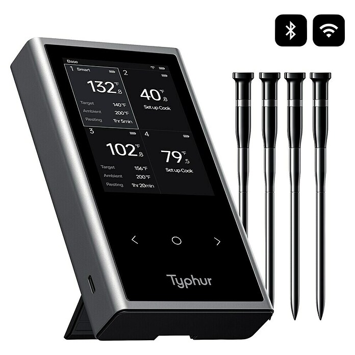 Typhur Termómetro para barbacoa Sync Quad (5 pzs., Inalámbrico; conexión mediante Bluetooth o Wi-Fi) | BAUHAUS