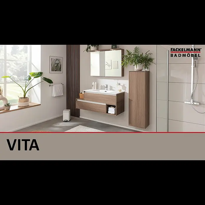 Fackelmann Vita Einbauwaschbecken - 101 x 46,5 cm, Hahnloch: Mitte, Mit Überlauf, Weiß - Fackelmann Badmbel - Vita