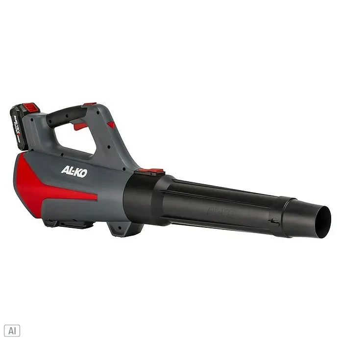AL-KO 18V/36V Akku-Laubbläser LBD 1880 - 1 Akku, 2,5 Ah, Blasgeschwindigkeit: 152 km/h, Blasleistung: 700 m³/h - Akku-Laubbläser von AL-KO mit grauem Gehäuse und roten Akzenten, ideal für die Gartenpflege.