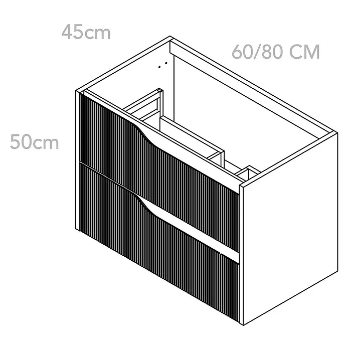 Outlets Bath Waschbeckenunterschrank Soho - 60 x 45 x 50 cm, Cashmere - Schrank mit den Maßen 45 cm x 50 cm x 60/80 cm.