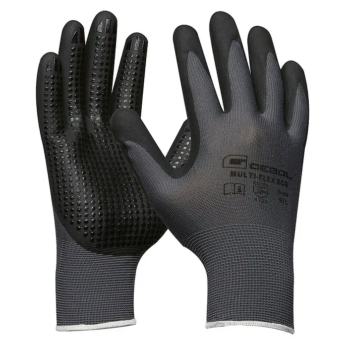 Gebol Guantes de trabajo Multi-Flex Eco - Talla del guante: 9, Gris, 2 ud. - Un par de guantes de trabajo Gebol Multi-Flex ECO con puntos para un mejor agarre. Ideal para varias tareas.