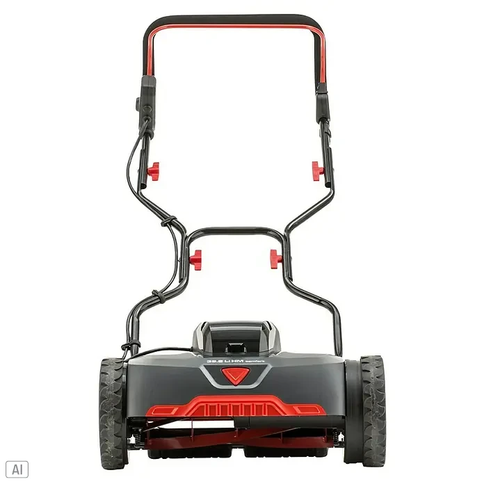 AL-KO 18V/36V Akku-Spindelmäher 38.6 -  - Abbildung eines AL-KO Akku-Spindelmäher 38.2 Li HM Comfort mit verstellbarem Griff für komfortables Rasenmähen.