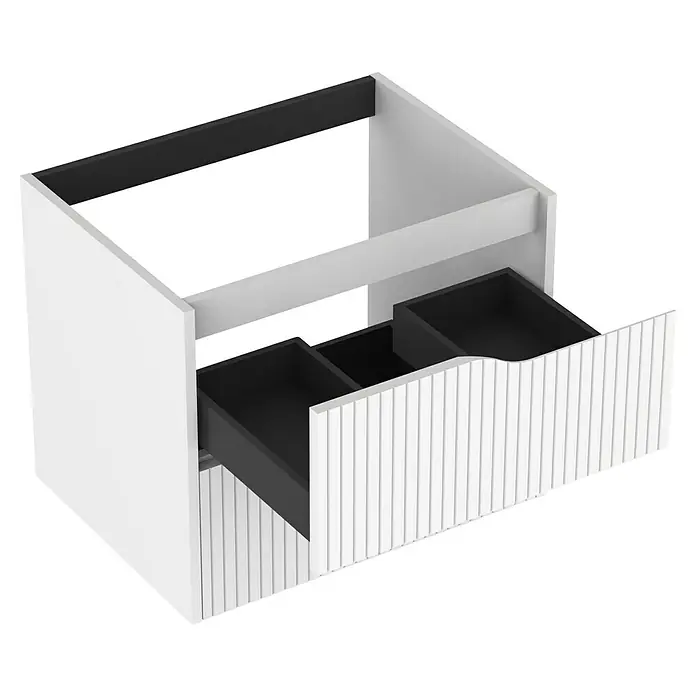 Outlets Bath Waschbeckenunterschrank Soho - 60 x 45 x 50 cm, Weiß - Weißer Waschbeckenunterschrank mit Schublade, ausgestattet mit praktischen Fächern zur optimalen Badorganisation und stilvollem Design.