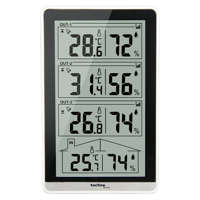 Technoline Wetterstation WS 7060LC-Display, Batteriebetrieben, Schwarz, 4 x 8,1 x 13,3 cm Front View