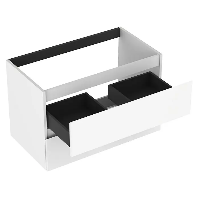 Outlets Bath Waschbeckenunterschrank Atlantis - 80 x 45 x 50 cm, Weiß - Weißer Waschtischunterschrank mit zwei Schubladen, ideal für das Badezimmer, bietet praktischen Stauraum und modernes Design.