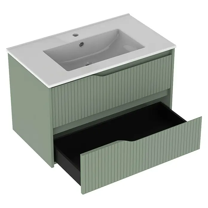 Outlets Bath Waschbeckenunterschrank Soho - 80 x 45 x 50 cm, Grün - Modernes Waschbeckenunterschrank mit Schubladen und einem stilvollen Design. Ideal für jedes Badezimmer.