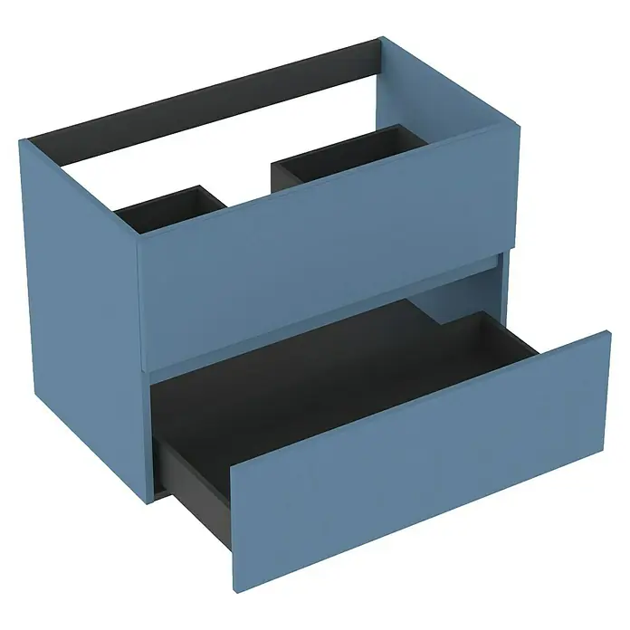 Outlets Bath Waschbeckenunterschrank Cancun - 80 x 45 x 55 cm, Blau - Die blaue Kommode mit zwei Schubladen bietet praktischen Stauraum. Das moderne Design passt gut ins Badezimmer.