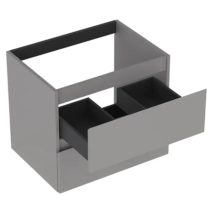 Outlets Bath Waschbeckenunterschrank Atlantis - 60 x 45 x 50 cm, Grau - Waschbeckenunterschrank mit zwei Auszügen in Grau, ideal für jedes Badezimmer. Praktisch und stilvoll.