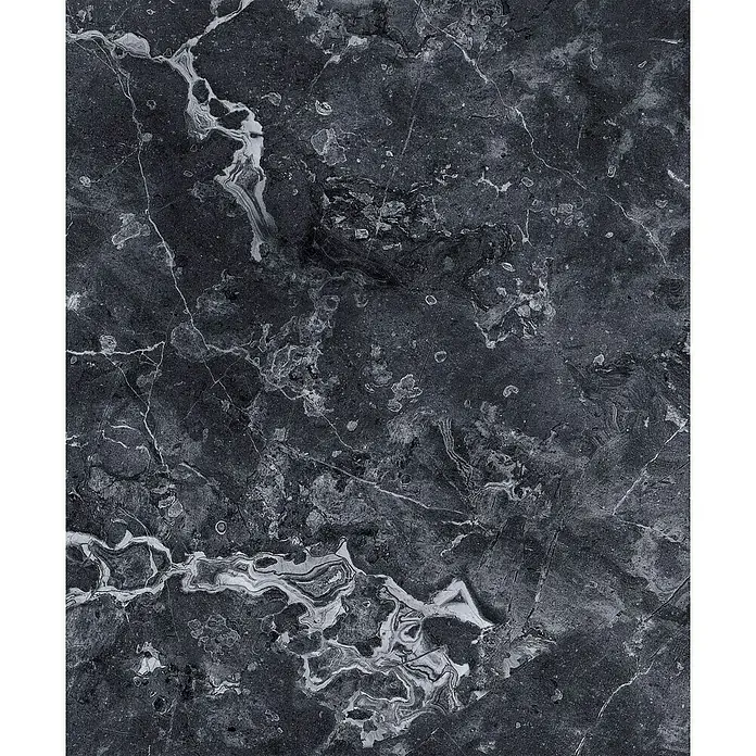 LOGOCLIC Arbeitsplatte nach Maß Elementa Pro - Elara Noir, 410 x 65 x 3,8 cm - Elegante Textur aus dunklem Marmor mit feinen, hellen Adern. Ideal für hochwertige Oberflächen und stilvolle Designs in der Innenarchitektur.