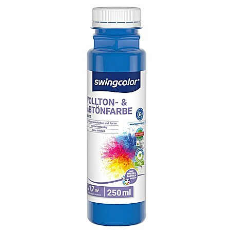 swingcolor Vollton- & Abtönfarbe (Aquablau, Matt, 250 ml, Konservierungsmittelfrei)