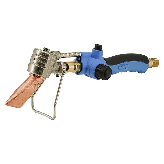 CFH Soldador KL 143 - Encendido piezoeléctrico - Un soplete para soldar con mango azul y cabeza de cobre diseñado para soldar metales. Ideal para profesionales y proyectos de bricolaje.
