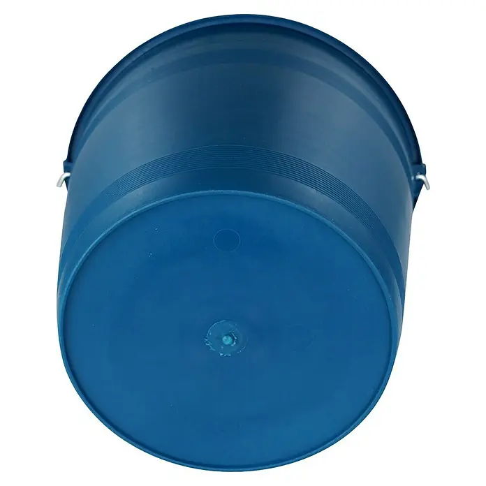 Cubo de limpieza Reciclado - 12 l, Plástico, Azul - Un cubo azul visto desde abajo que muestra su construcción robusta y su forma. Ideal para tareas de limpieza y otros trabajos.