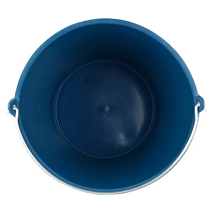 Cubo de limpieza Reciclado - 12 l, Plástico, Azul - Vista superior de un cubo azul con asa plateada. El cubo está vacío y limpio, ideal para diversas tareas de limpieza y transporte.