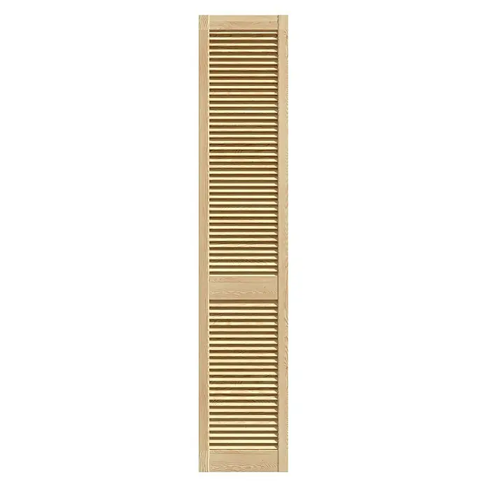 Lamellentür - B x H: 394 x 1.985 mm, Art Lamellen: Offen, Natur - Holzschranktür mit Lamellen, perfekt für eine natürliche Belüftung und einen rustikalen Look in Ihrem Zuhause. Stilvoll und praktisch.