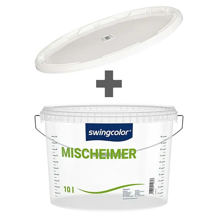 swingcolor Leer-Mischeimer mit Deckel - 10 l - Ein weißer Farbeimer von Swingcolor "Mischeimer" mit Deckel, der eine hohe Qualität für das Mischen und Auftragen von Farben verspricht.