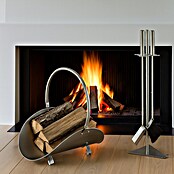 Lienbacher Juego de utensilios para chimenea (3 piezas, Acero inoxidable, Altura: 66 cm)