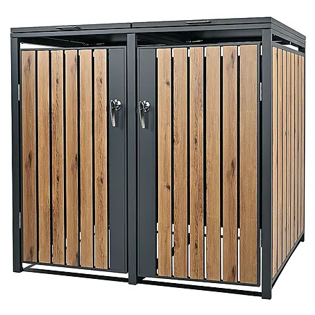 ML-Design  Mülltonnenbox Mülltonnencontainer mit Klappdeckel/Tür für 2 Tonne 120 oder 240 Liter