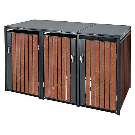 ML-Design  Mülltonnenbox Mülltonnencontainer mit Klappdeckel/Tür für 3 Tonne 120 oder 240 Liter