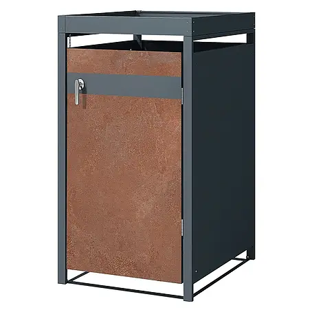 ML-Design  Mülltonnenbox für 1 Tonne 240L Anthrazit, Rot-Braun mit Pflanzdach