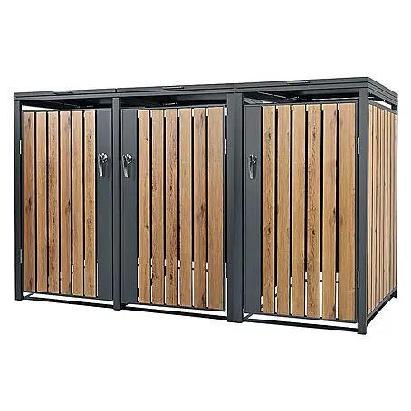 ML-Design  Mülltonnenbox Mülltonnencontainer mit Klappdeckel/Tür für 3 Tonne 120 oder 240 Liter