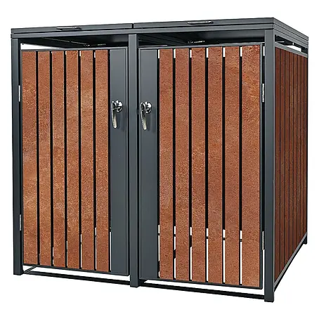 ML-Design  Mülltonnenbox Mülltonnencontainer mit Klappdeckel/Tür für 2 Tonne 120 oder 240 Liter