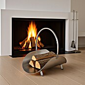 Lienbacher Cesta para leña (38 x 41 cm, Chapa de acero, Efecto de acero inoxidable)