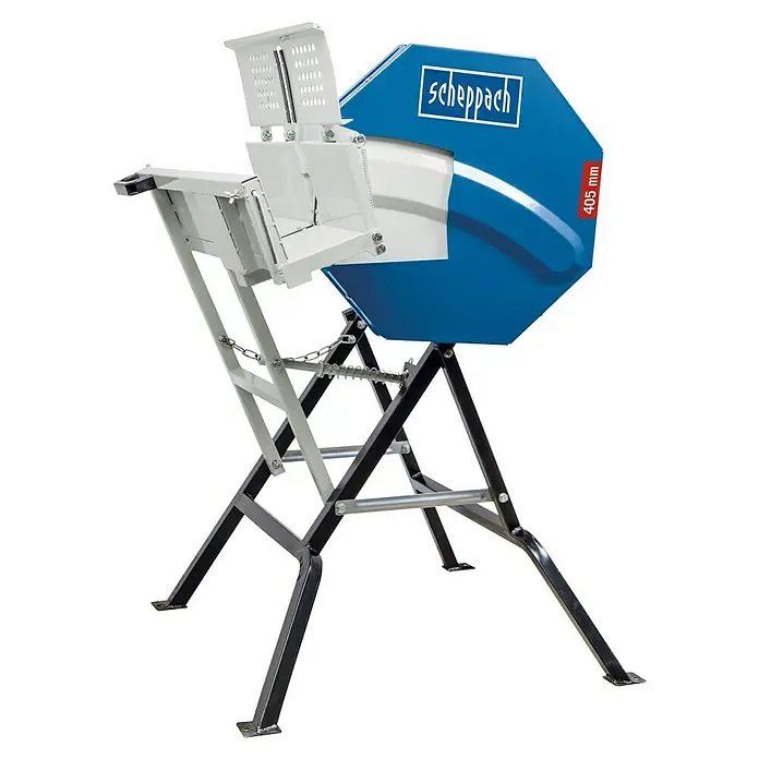 Scheppach Wippkreissäge HS410 - 2,2 kW, Durchmesser Sägeblatt: 405 mm - Scheppach Wippkreissäge mit blauem Gehäuse und stabilem Untergestell für sicheres und effizientes Brennholzsägen.