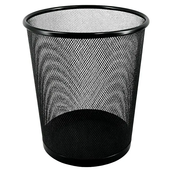 Papierkorb - Metall, Schwarz - Schwarzer Metall-Drahtgitter Papierkorb für Büro oder Arbeitszimmer, stilvoll und funktional.