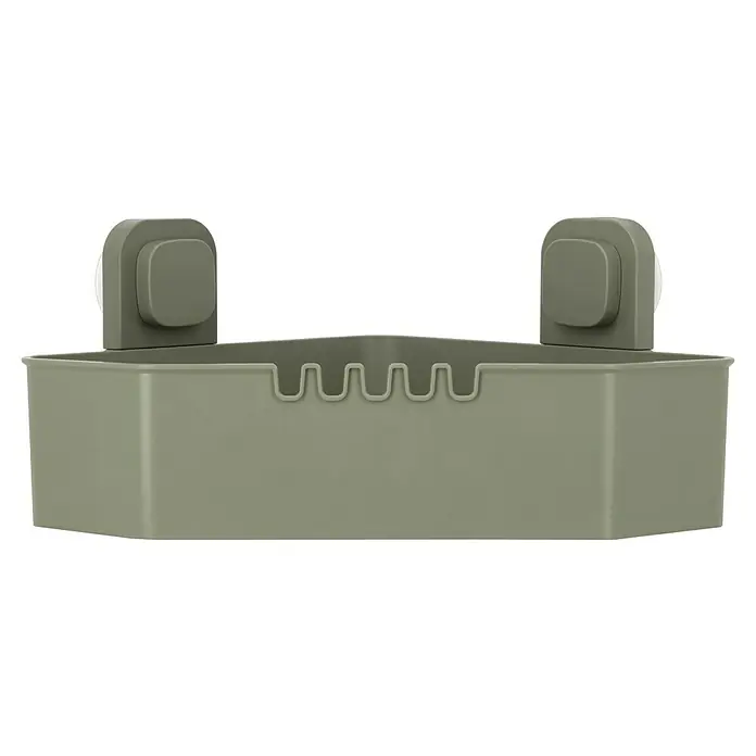 Venus Eckduschkorb Orsa - 14,7 x 27,6 x 27,6 cm, Grün - Olivegrüne Duschablage für die Ecke mit Saugnäpfen zur einfachen Befestigung, ideal zur Aufbewahrung von Badutensilien.