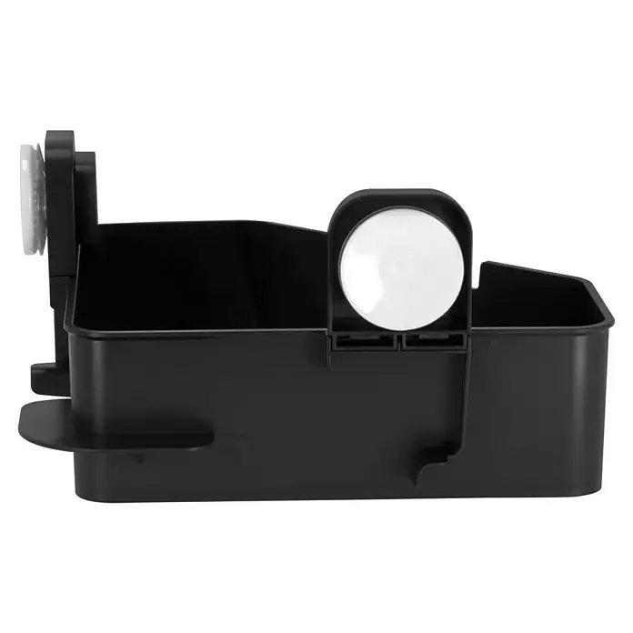 Venus Eckduschkorb Orsa - 14,7 x 27,6 x 27,6 cm, Schwarz - Nahaufnahme des schwarzen Reinigungszubehör-Organizers. Der Reinigungszubehör-Organizer ist ideal für Zuhause oder das Büro.