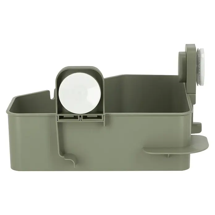 Venus Eckduschkorb Orsa - 14,7 x 27,6 x 27,6 cm, Grün - Das Foto zeigt einen Organizer in einem olivgrünen Farbton, der sich ideal für die Aufbewahrung verschiedener Gegenstände eignet.