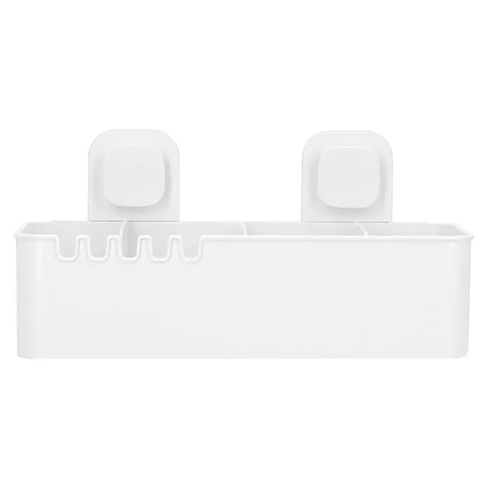 Venus Duschkorb Orsa - 14,8 x 30,5 x 14,7 cm, Weiß - Ein weißer Zahnbürstenhalter mit mehreren Fächern zur Aufbewahrung von Zahnbürsten, Zahnpasta und anderen Badutensilien für Ordnung.