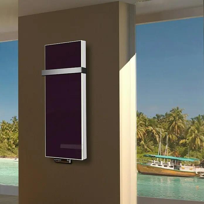 Badheizkörper Montevideo - B x H: 470 x 1.200 mm, Nennleistung: 1.458 W, Violett, 1 x Halter 50mm - Wandmontierter, hochmoderner Handtuchwärmer in edlem Design. Ein Blickfang für jedes Badezimmer.