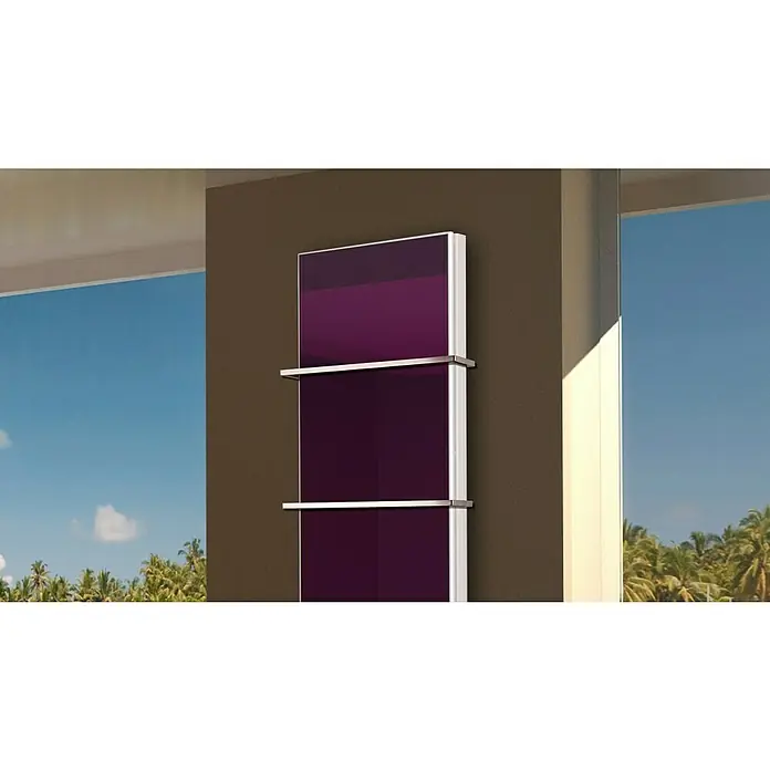 Badheizkörper Montevideo - B x H: 470 x 1.800 mm, Nennleistung: 1.964 W, Violett, 2 x Halter 15mm - Elegantes, lila Heizpaneel mit Handtuchhaltern, das Wärme und Stil in jedes moderne Badezimmer bringt. Die schlanke Bauweise sorgt für einen Hauch von Luxus.