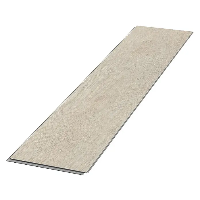 ML-Design Vinylboden x Paket Vinylboden mit 40 Diele = 3,1232 m² - Hellbraun, Landhausdiele, 61 cm x 12,8 cm x 4,2 mm - Ein einzelnes, längliches Paneel aus hellem Vinylboden mit Holzmaserung, perfekt für moderne Innenräume.